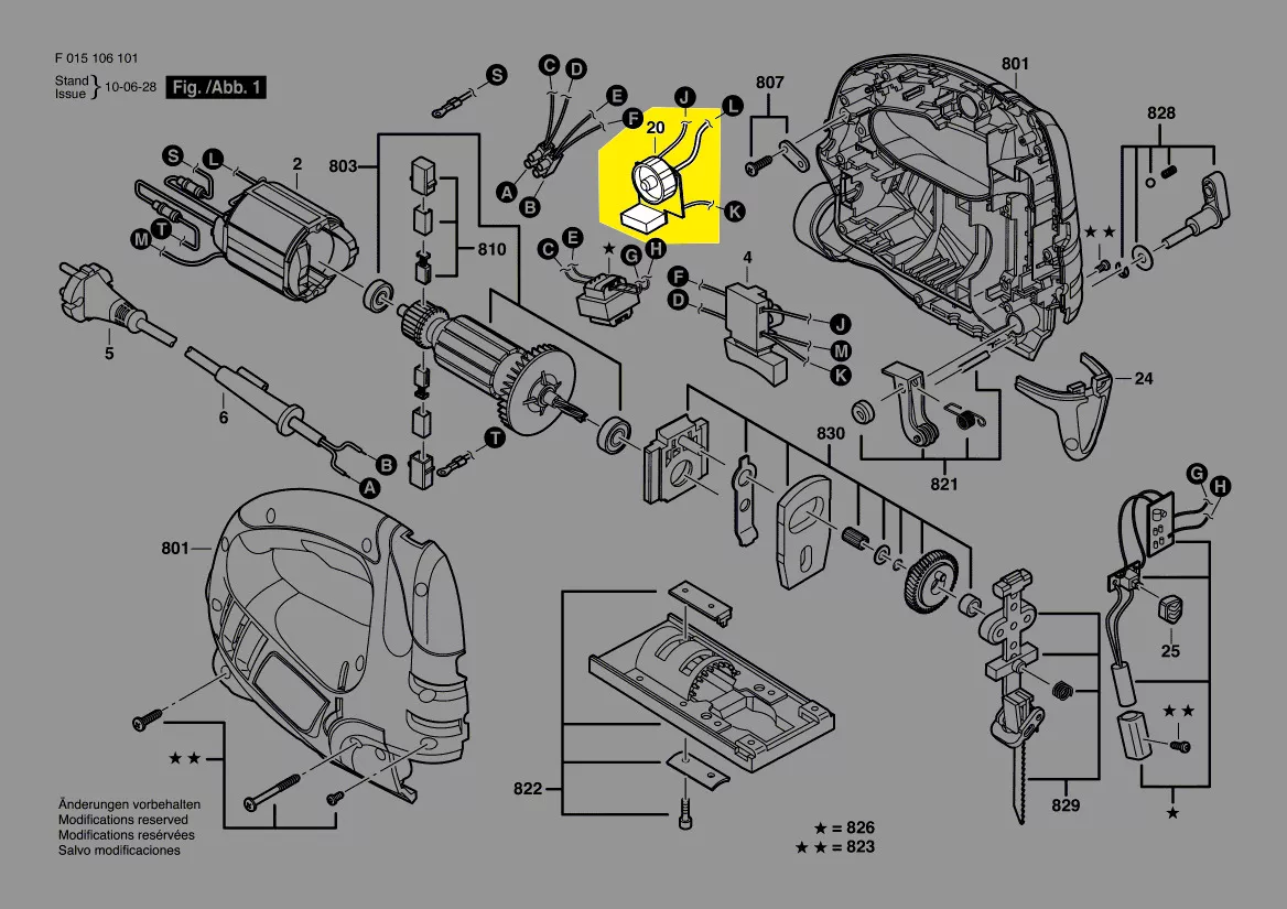 Variateur de vitesse réf. 2 610 Z01 386 scie-sauteuse Skil